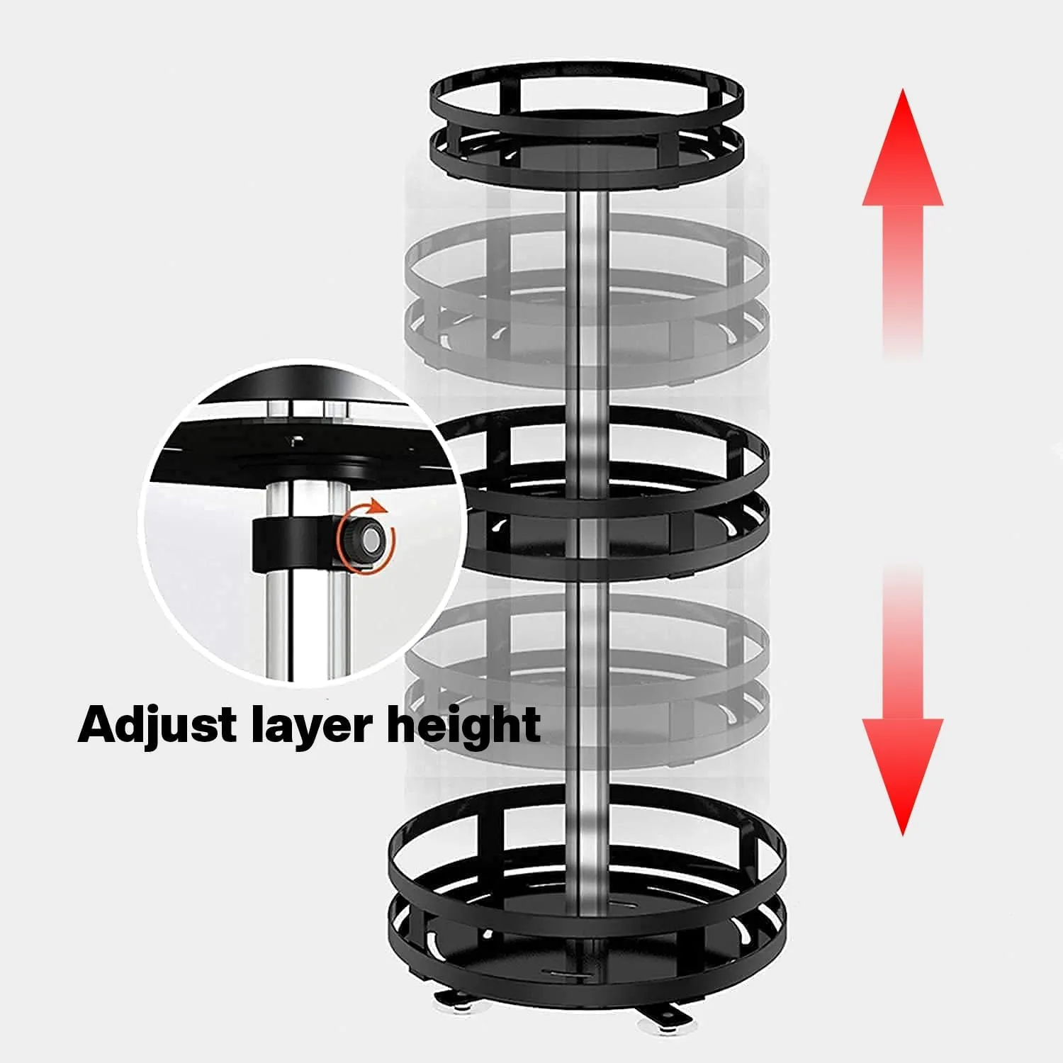 JD FRESH 3-Tier 360° Rotating Spice Rack Organiser/Multifunctional Spice Rack/Table Top Storage Rack/Non-Slip Spice Holder Organizer for Kitchen/Living Room- (Black, Round) - Image 4