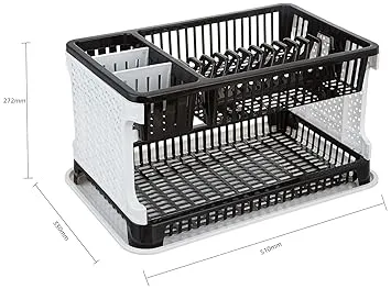 Amazon Brand - Solimo Plastic Dish Drainer, (Black, 51 cm * 33 cm * 27.2 cm) - Image 5