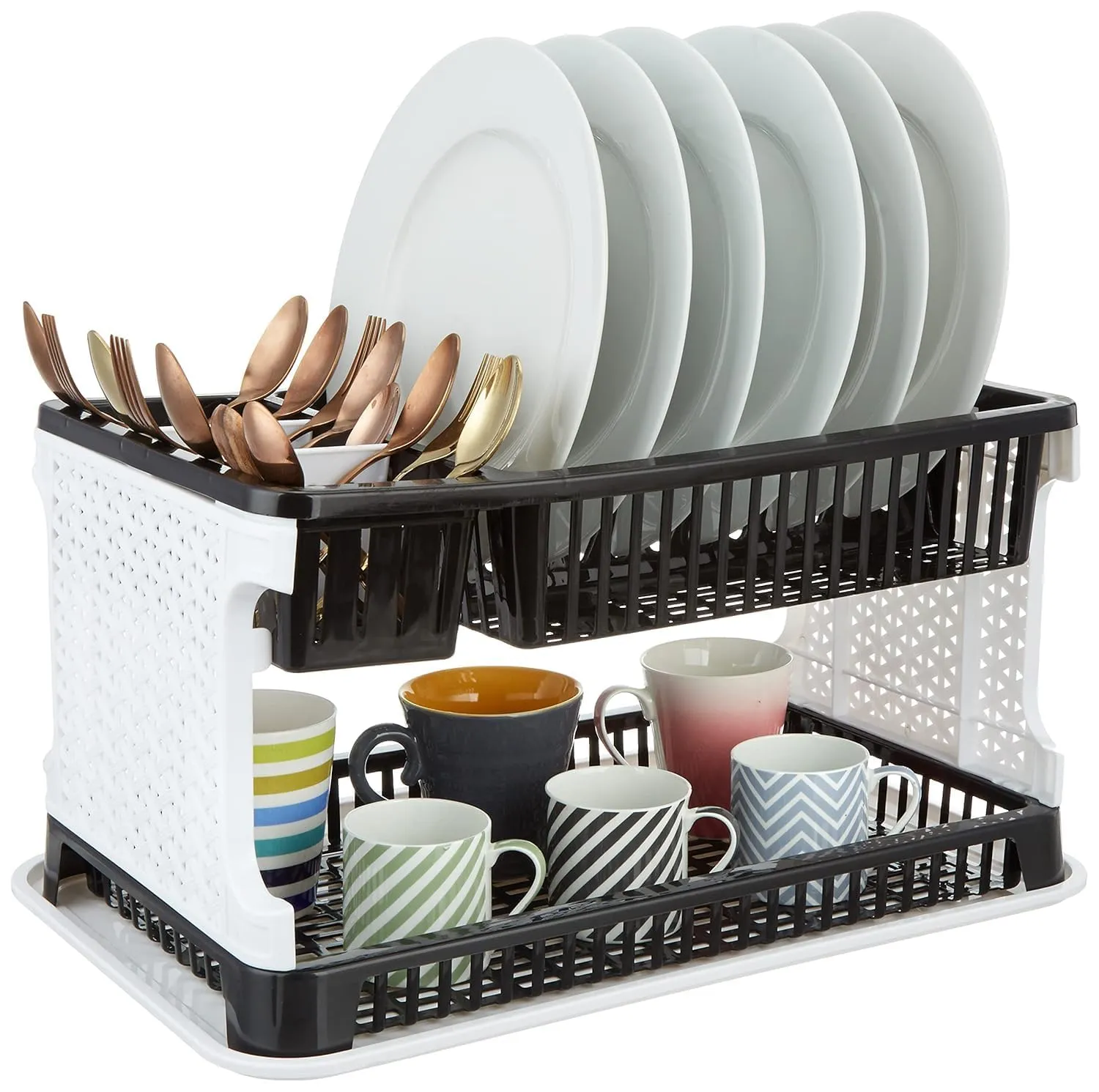 Amazon Brand - Solimo Plastic Dish Drainer, (Black, 51 cm * 33 cm * 27.2 cm) - Image 3